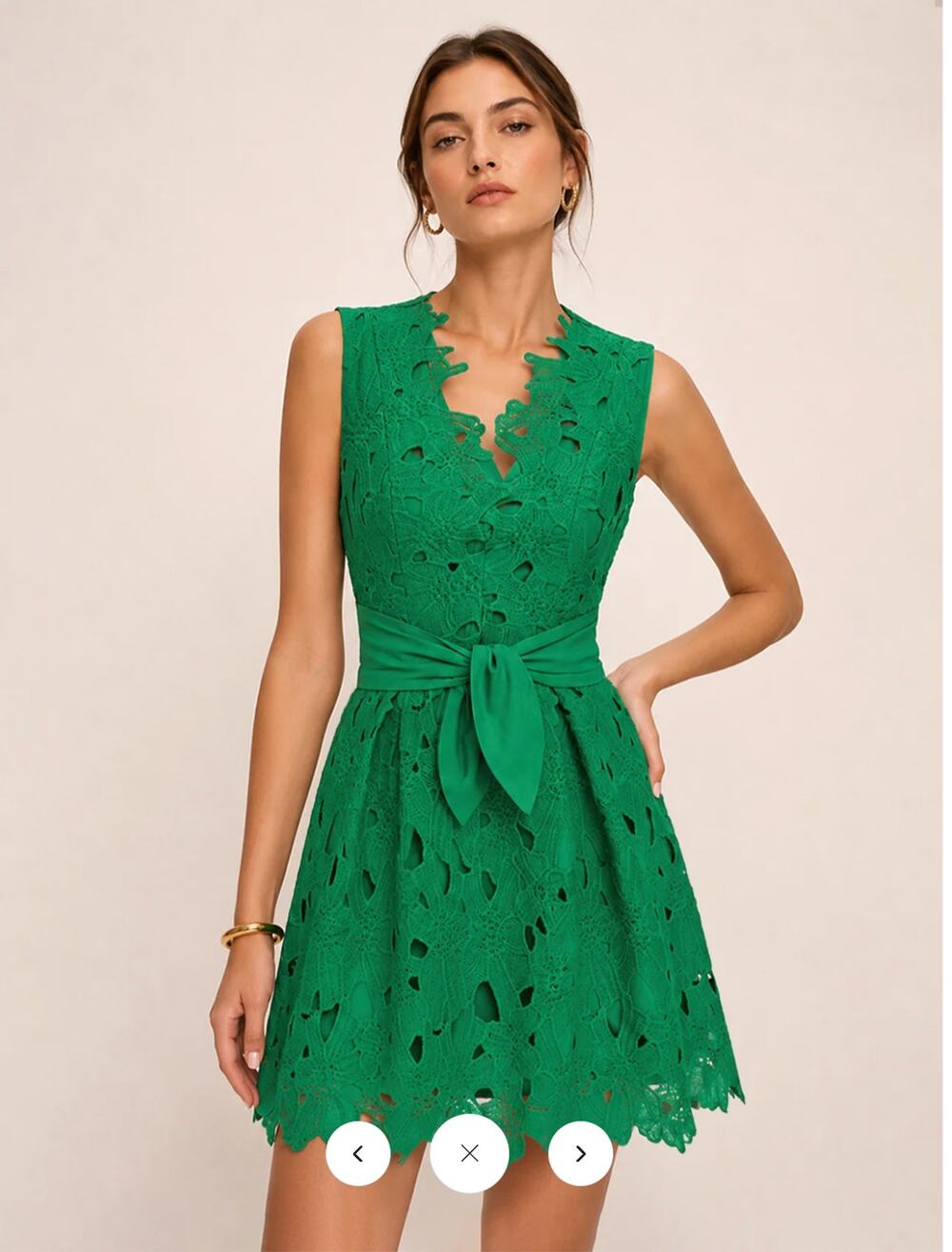 NWT Commense Crochet Lace Belted Sleeveless Mini Dress Sz M